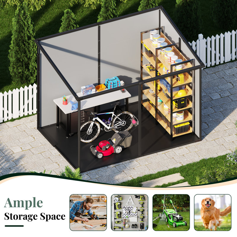 AMERLIFE 8 Ft. W X 6 Ft. D X 6 Ft. H Resin Lean-To Storage Shed